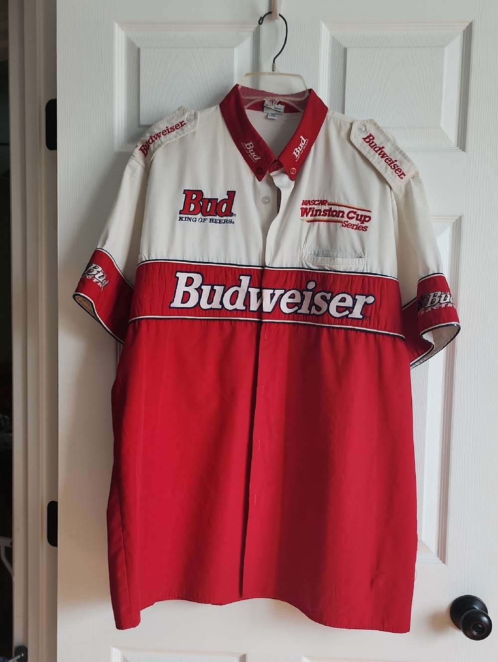 Budweiser Red and Cream Short-Sleeve Racing Shirt